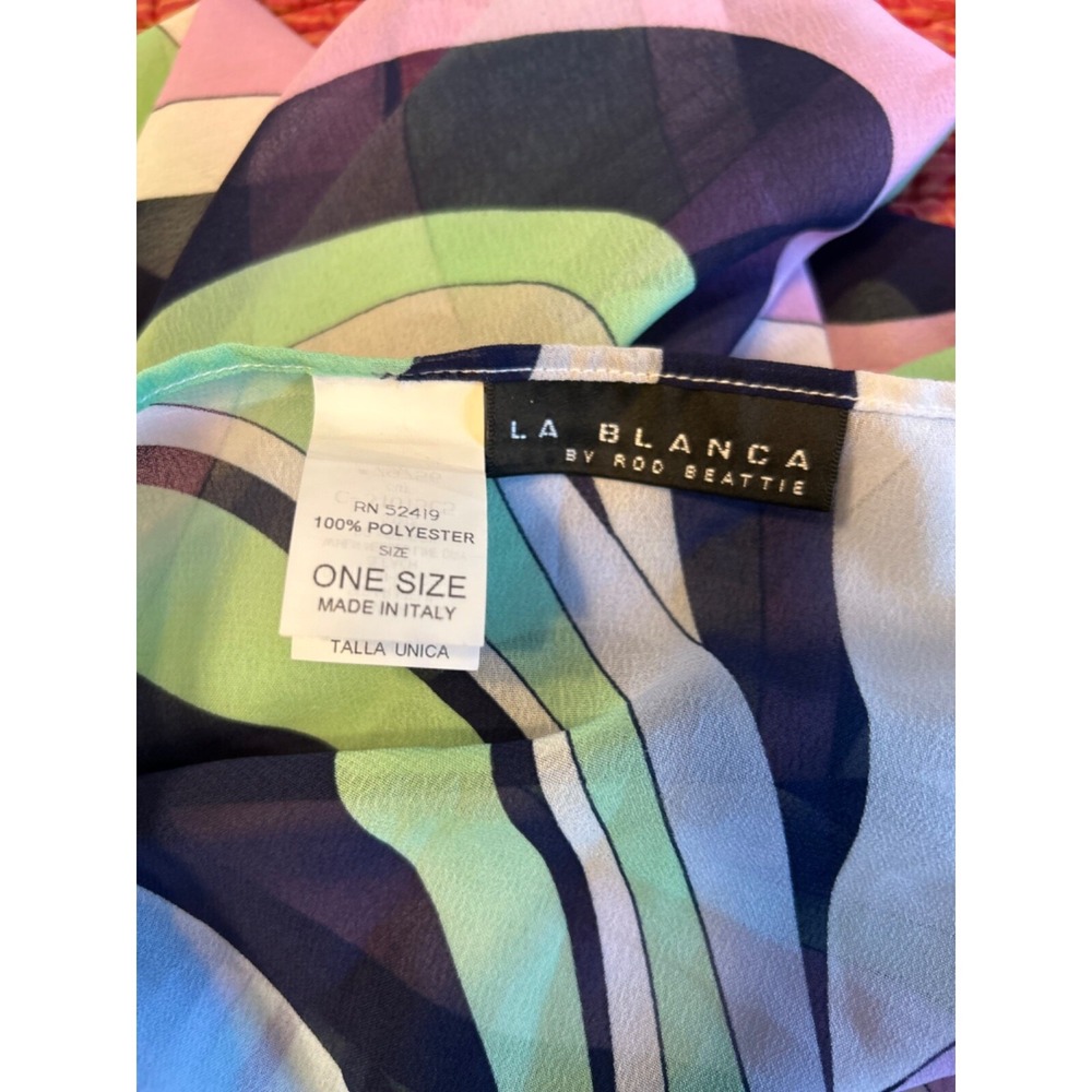 La Blanca Geometric Waves Multicolor Sheer Rectangle Scarf